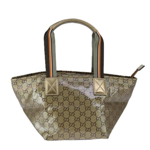 GUCCI GG Crystal Sherry Line Hand Bag Gray Gold Brown - Picture 3 of 16